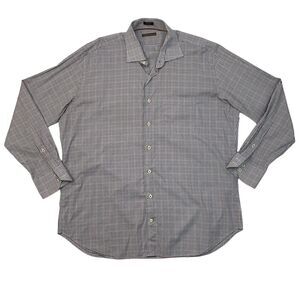 Peter Millar Shirt Men XL Extra Large Gingham Check Button Up Long Sleeve Cotton